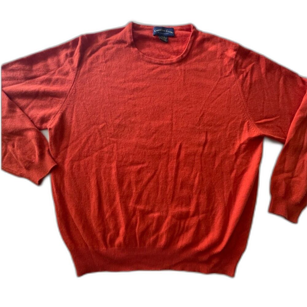 Charter Club Cashmere Women's Crew Neck Long-Sleeve Sweater Calypso Red Large